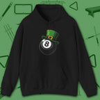 Leprechaun Hat Hoodie, in Black color, billiards shirt, front view