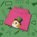 Leprechaun Hat Hoodie, in Heliconia color, billiards shirt, folded view
