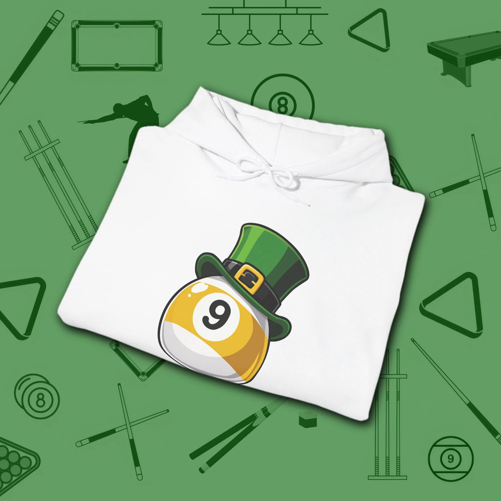 Leprechaun Hat Hoodie, in White color, billiards shirt, folded view