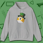 Leprechaun Hat Hoodie, in Sport Grey color, billiards shirt, front view