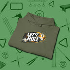 Let It Roll Nine Ball Hoodie, folded view, in Military Green precise, confident, always in control