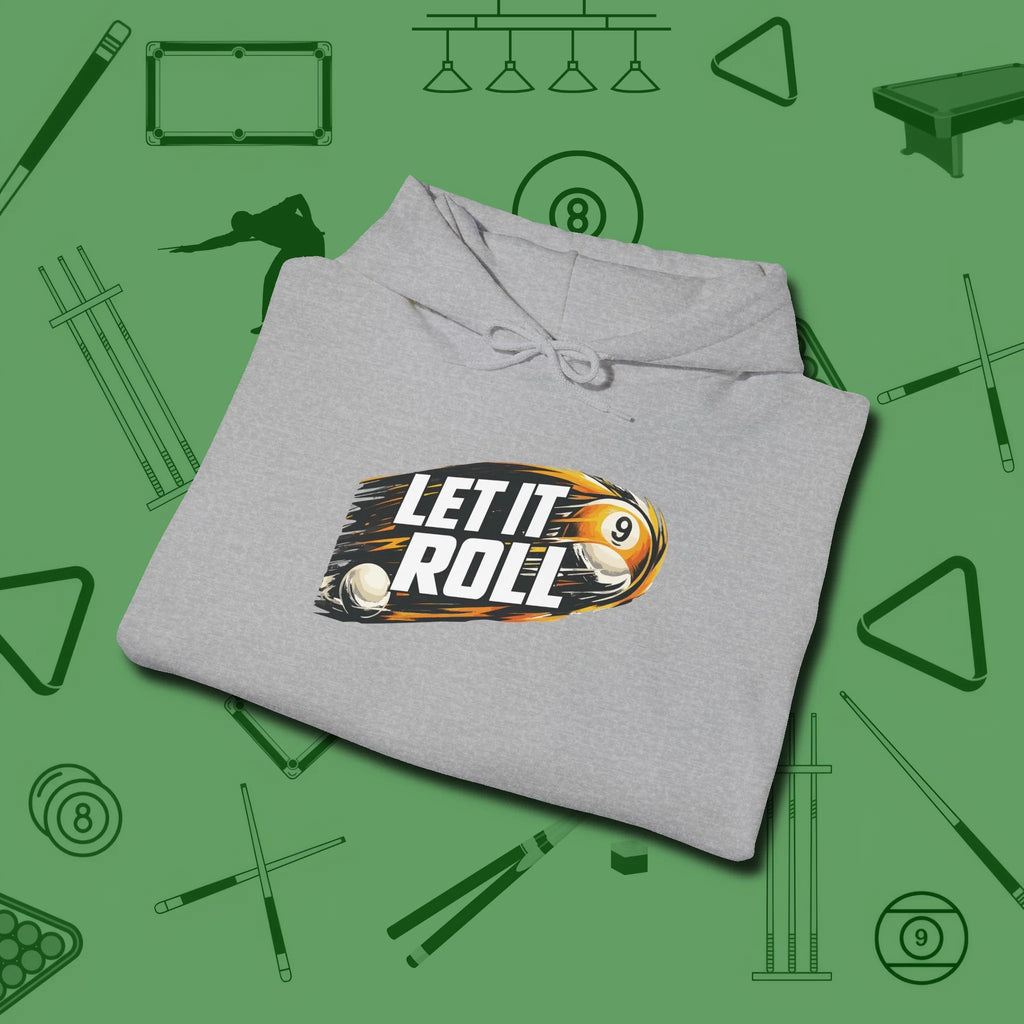 Let It Roll Nine Ball Hoodie, folded view, in Sport Grey make every shot — and outfit — count