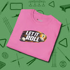 Let It Roll Nine Ball T-Shirt, folded view, in Azalea an extension of your pool persona