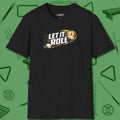 Let It Roll Nine Ball T-Shirt, front view, in Black designed for dead stroke and deadpan looks