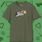 Let It Roll Nine Ball T-Shirt, front view, in Military Green what the real shooters wear