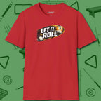 Let It Roll Nine Ball T-Shirt, front view, in Red subtle drip for serious shooters