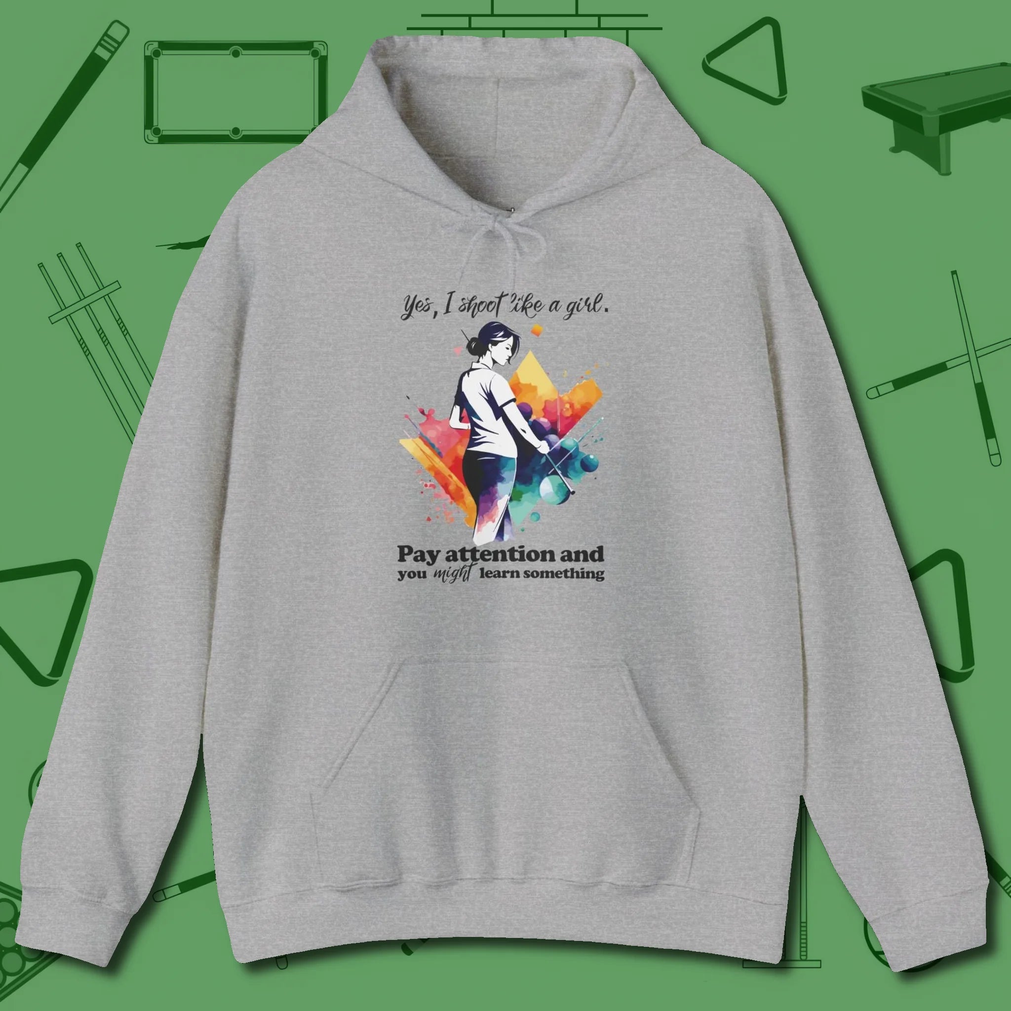 Like A Girl Hoodie, front view, in Sport Grey for hustlers who keep it honest