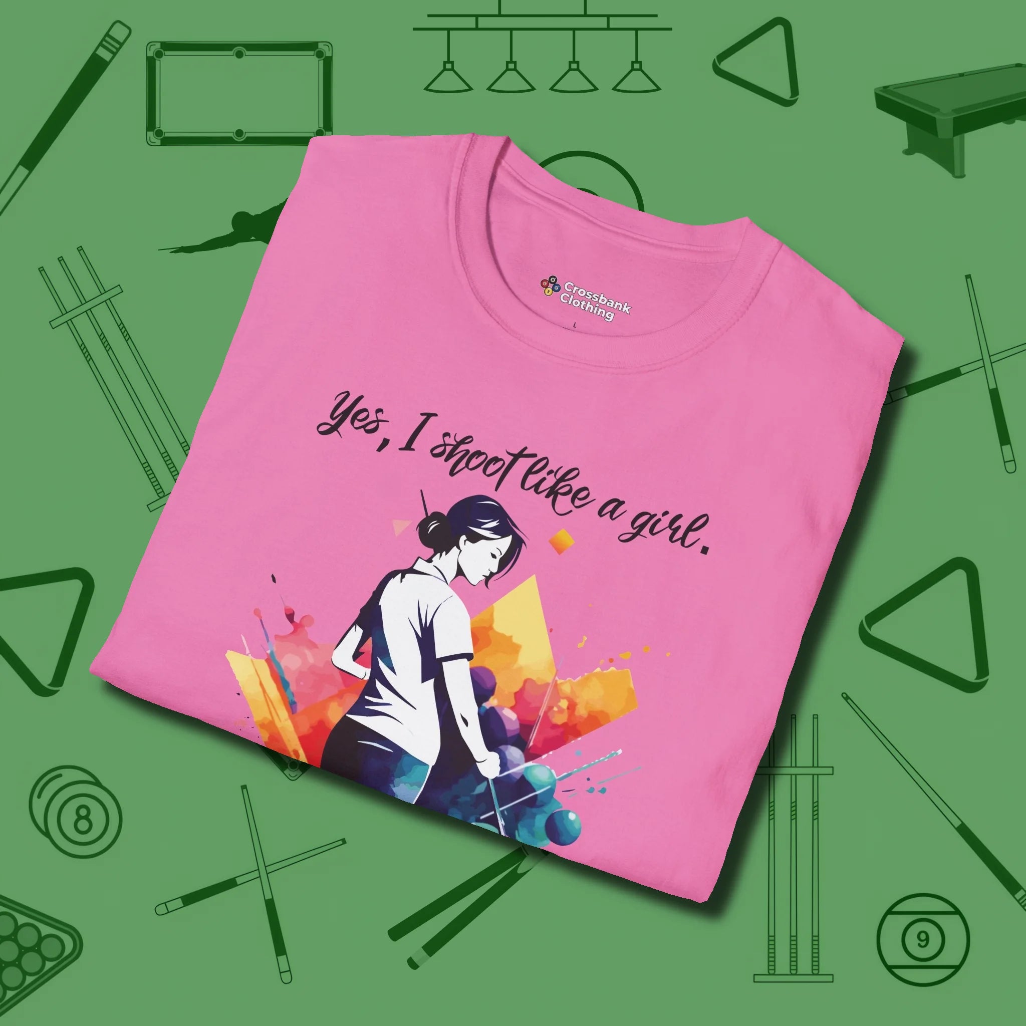 Like A Girl T-Shirt, folded view, in Azalea pink