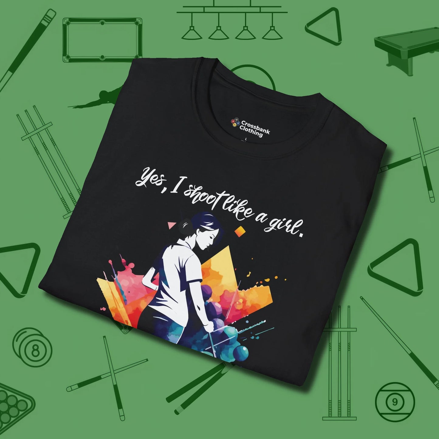 Like A Girl T-Shirt, folded view, in Black because you don’t just play — you represent