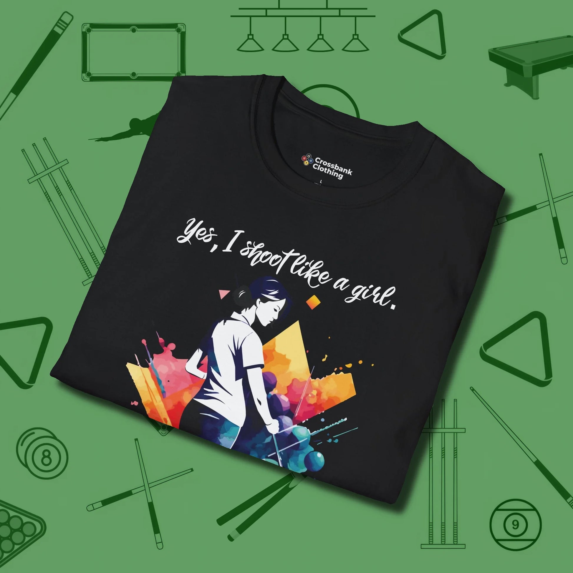 Like A Girl T-Shirt, folded view, in Black because you don’t just play — you represent