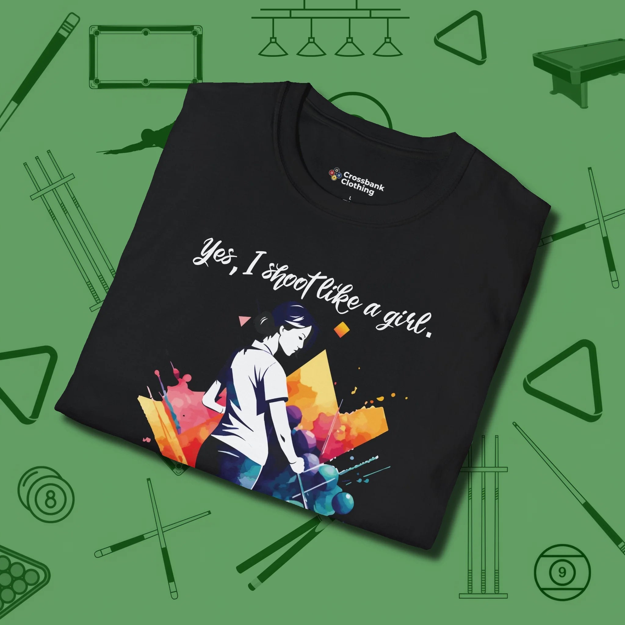 Like A Girl T-Shirt, folded view, in Black