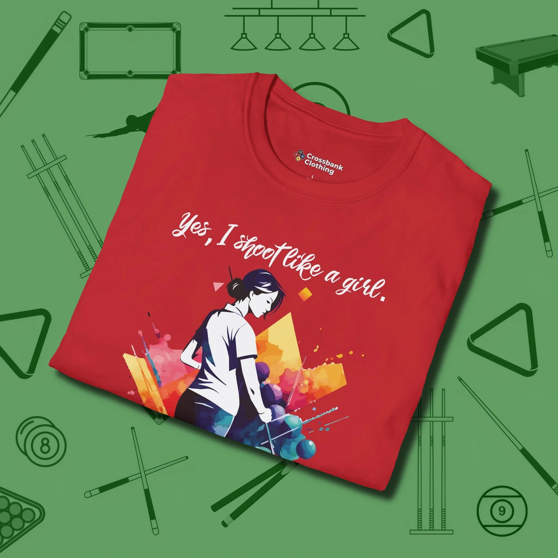 Like A Girl T-Shirt, folded view, in Red break, run out, turn heads — repeat