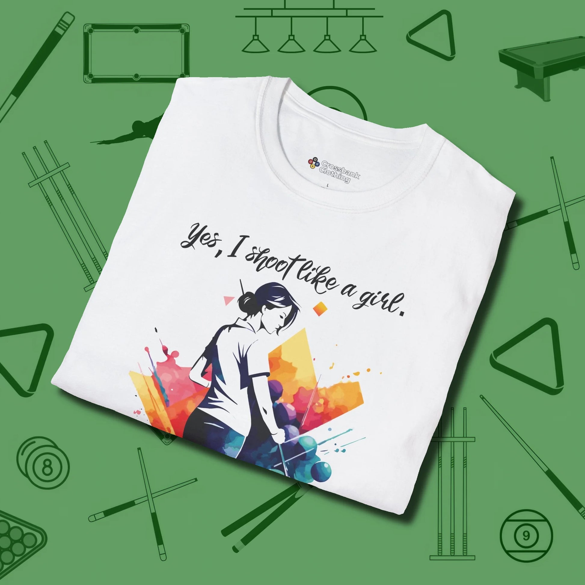 Like A Girl T-Shirt, folded view, in White dress for the shot you want to take