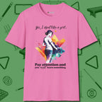 Like A Girl T-Shirt, front view, in Azalea pink
