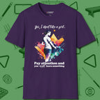 Like A Girl T-Shirt, front view, in Purple