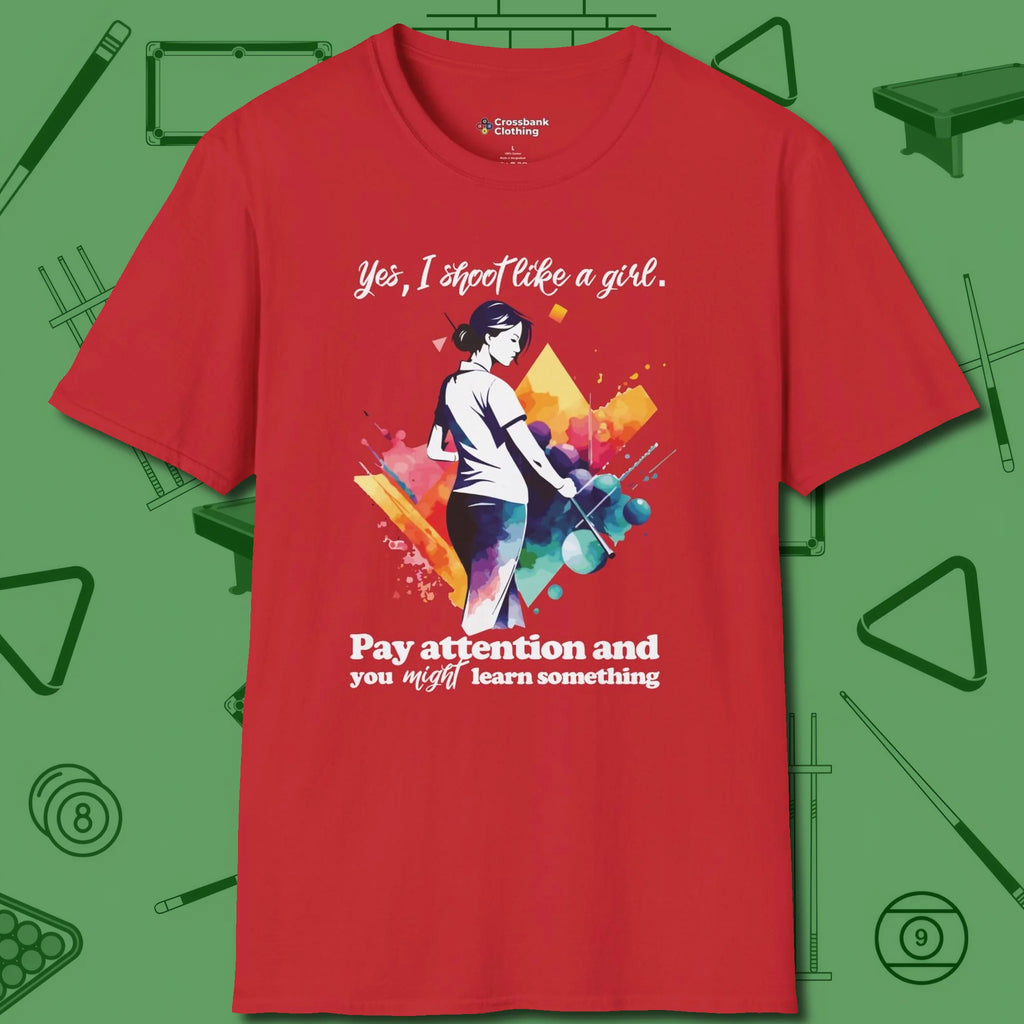 Like A Girl T-Shirt, front view, in Red