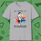 Like A Girl T-Shirt, front view, in Sport Grey