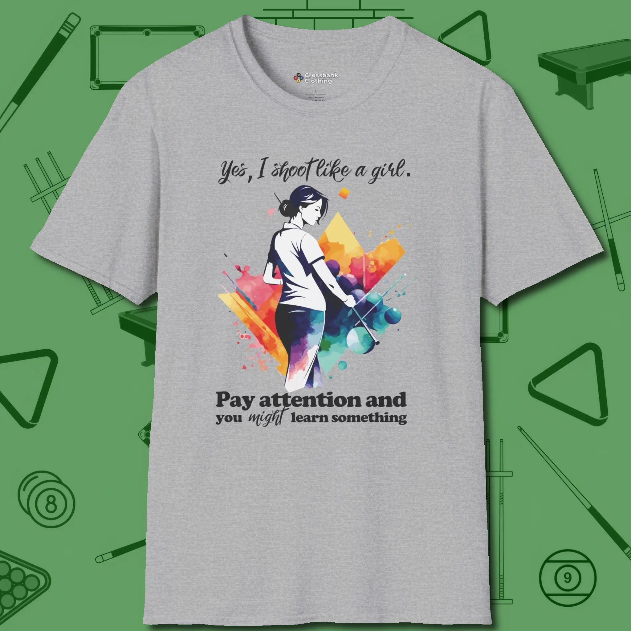 Like A Girl T-Shirt, front view, in Sport Grey