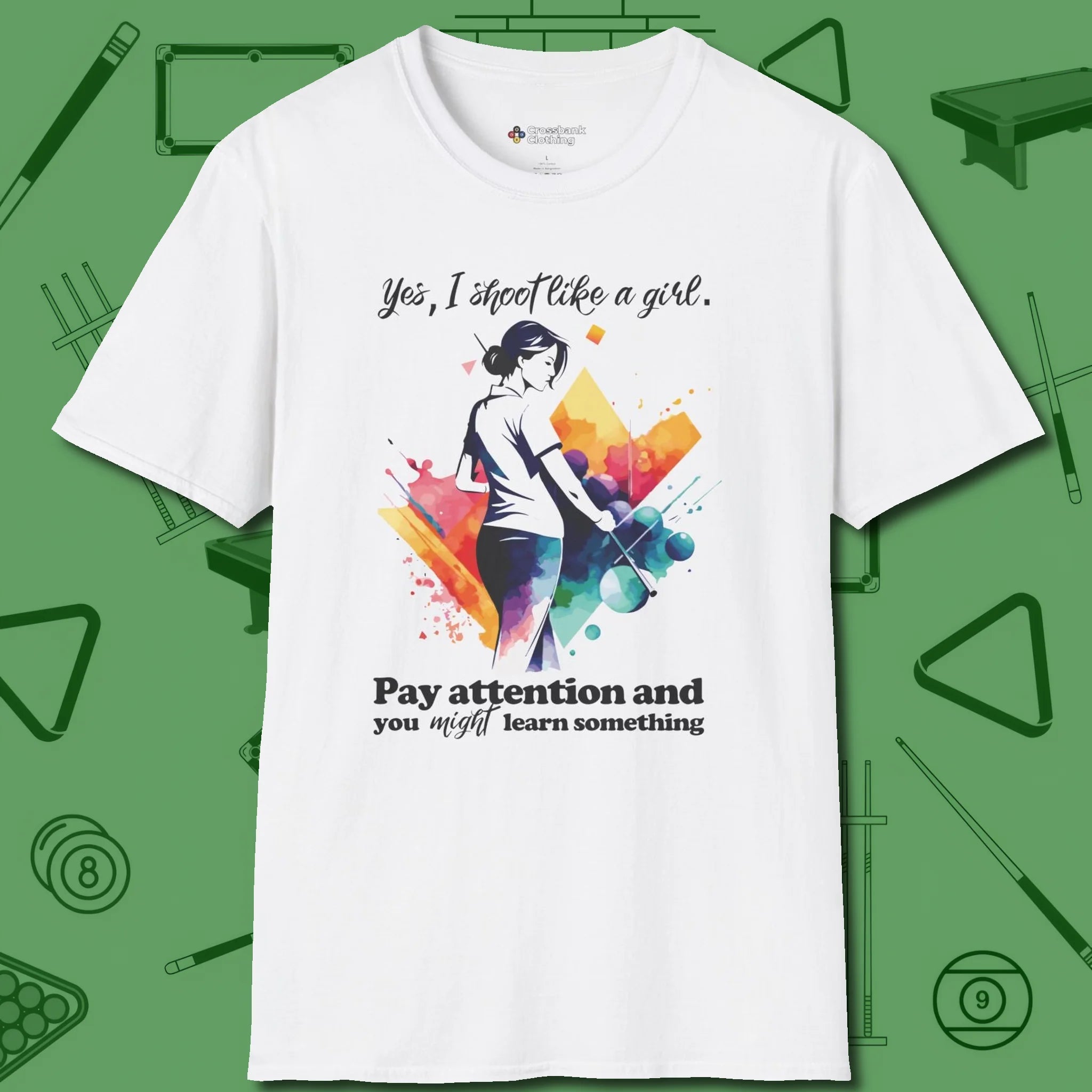 Like A Girl T-Shirt, front view, in White