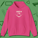 Locked In Eight Ball Hoodie, front view, in Heliconia make every shot — and outfit — count