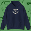 Locked In Eight Ball Hoodie, front view, in Navy earns respect before the first shot
