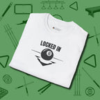 Locked In Eight Ball T-Shirt, folded view, in White table-tested, street-approved style