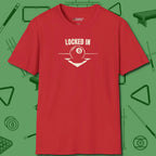 Locked In Eight Ball T-Shirt, front view, in Red strike fear with swagger and precision