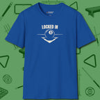 Locked In Eight Ball T-Shirt, front view, in Royal as serious as your stroke