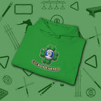 Luck Is Earned Hoodie, in Irish Green color, billiards shirt, folded view