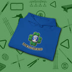 Luck Is Earned Hoodie, in Royal color, billiards shirt, folded view