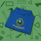 Luck Is Earned Hoodie, in Royal color, billiards shirt, folded view