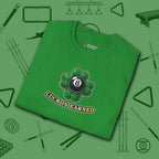 Luck Is Earned T-Shirt, in Irish Green color, billiards shirt, folded view
