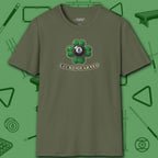 Luck Is Earned T-Shirt, in Military Green color, billiards shirt, front view