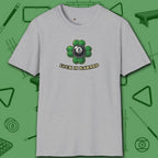 Luck Is Earned T-Shirt, in Sport Grey color, billiards shirt, front view