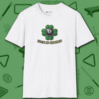 Luck Is Earned T-Shirt, in White color, billiards shirt, front view
