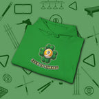 Luck Is Earned Hoodie, in Irish Green color, billiards shirt, folded view