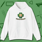 Luck Is Earned Hoodie, in White color, billiards shirt, front view