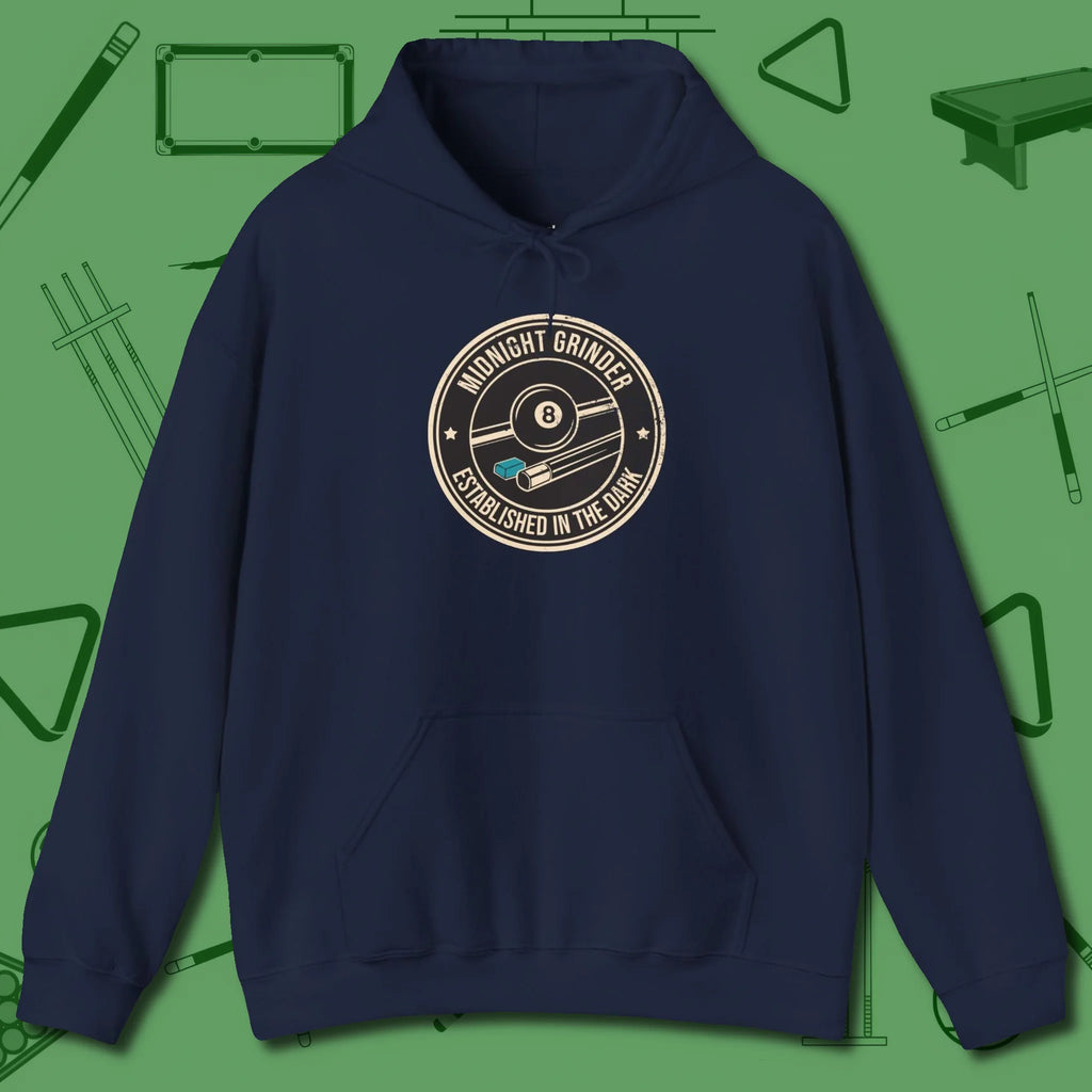 Midnight Grinder Badge Hoodie, front view, in Navy make every shot — and outfit — count