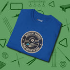 Midnight Grinder Badge T-Shirt, folded view, in Royal tough like your favorite break cue