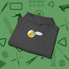 Missed Me Cartoon Nine Ball Hoodie, folded view, in Dark Heather cool enough for a corner pocket finish