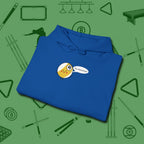 Missed Me Cartoon Nine Ball Hoodie, folded view, in Royal where cue control meets personal style