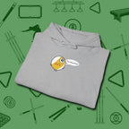 Missed Me Cartoon Nine Ball Hoodie, folded view, in Sport Grey made for pool sharks, not posers