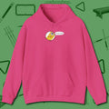 Missed Me Cartoon Nine Ball Hoodie, front view, in Heliconia a clean fit for the dirtiest safeties