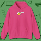Missed Me Cartoon Nine Ball Hoodie, front view, in Heliconia a clean fit for the dirtiest safeties