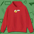 Missed Me Cartoon Nine Ball Hoodie, front view, in Red for shooters who dress like they play: sharp