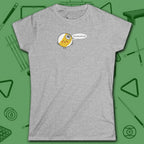 Missed Me Cartoon Nine Ball Women's Cut Tee, in Navy color, billiards shirt, front view