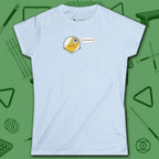 Missed Me Cartoon Nine Ball Women's Cut Tee, in Red color, billiards shirt, front view