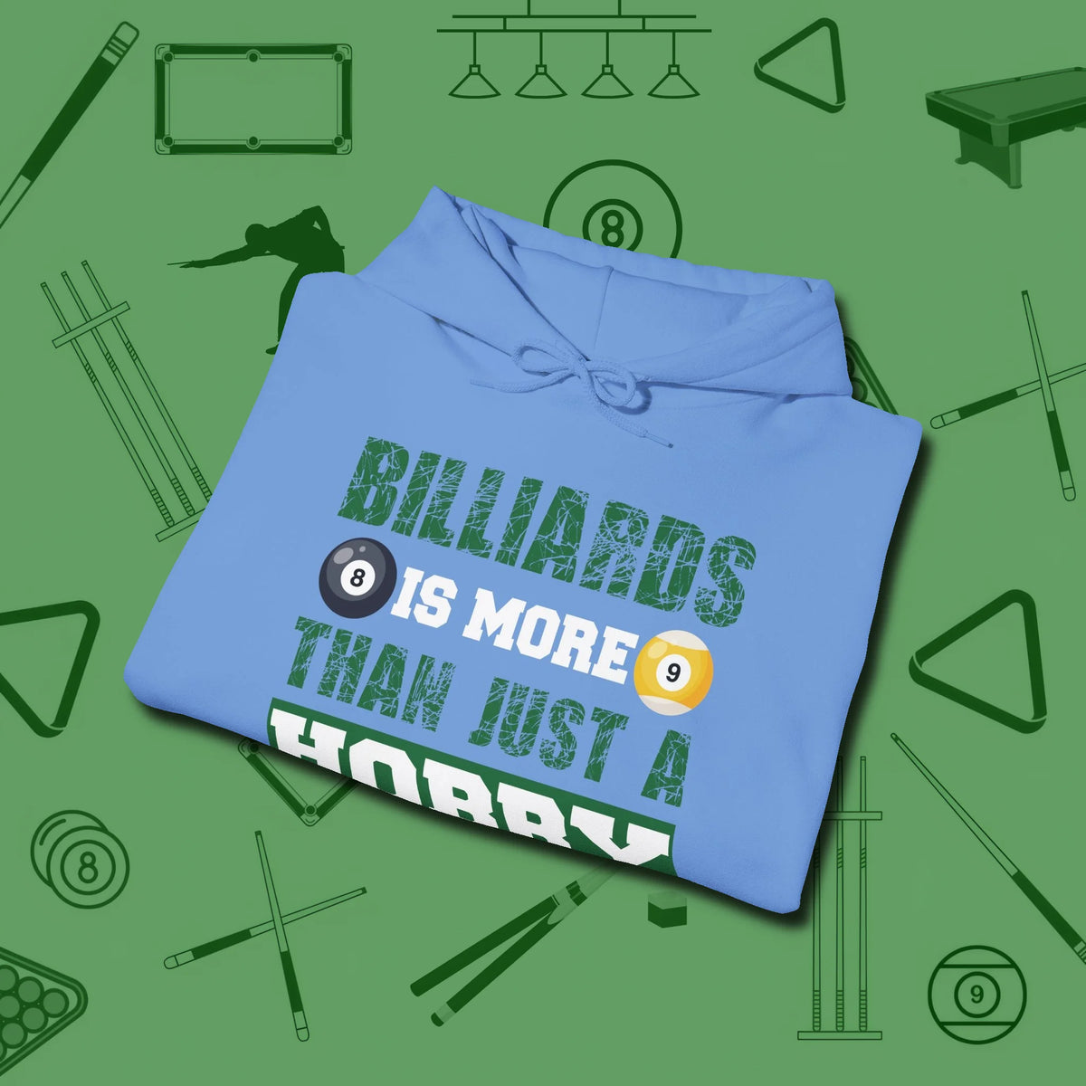 More Than A Hobby Hoodie, folded view, in Carolina Blue the official uniform of the after-hours crew