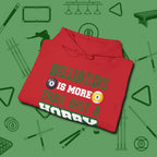 More Than A Hobby Hoodie, folded view, in Red because the table is your battlefield