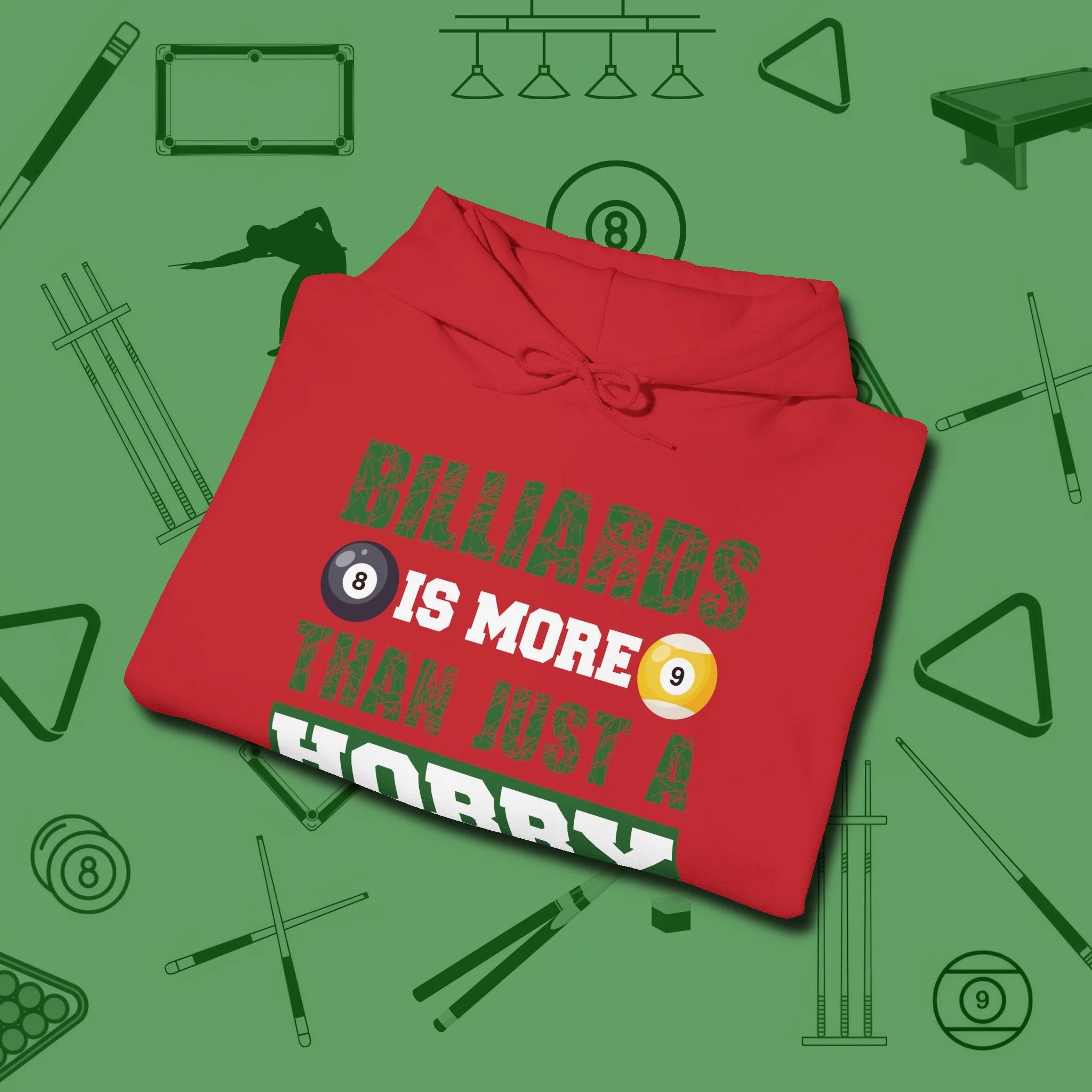 More Than A Hobby Hoodie, folded view, in Red because the table is your battlefield